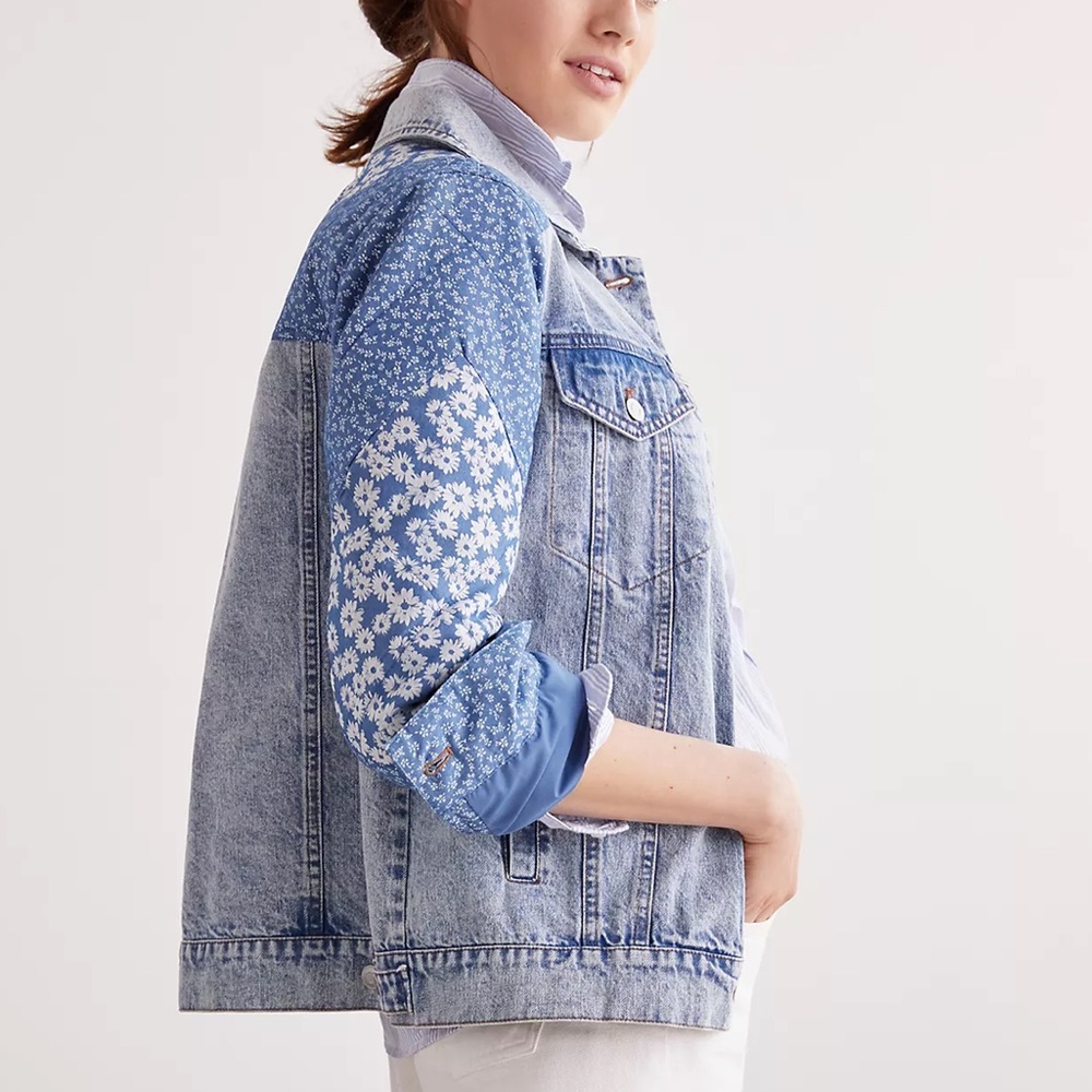 Anthropologie Avec Les Filles Patchwork Denim Jacket - Picture 3 of 11
